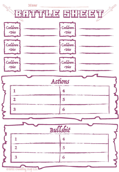 Marching Order - BATTLE SHEETS